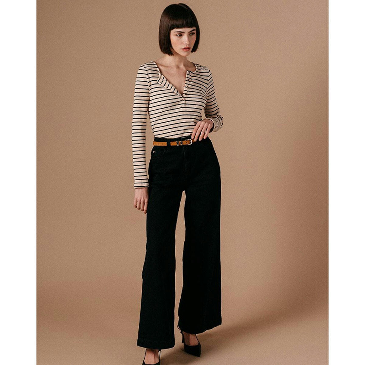 Jeans  95 taille haute coupe large