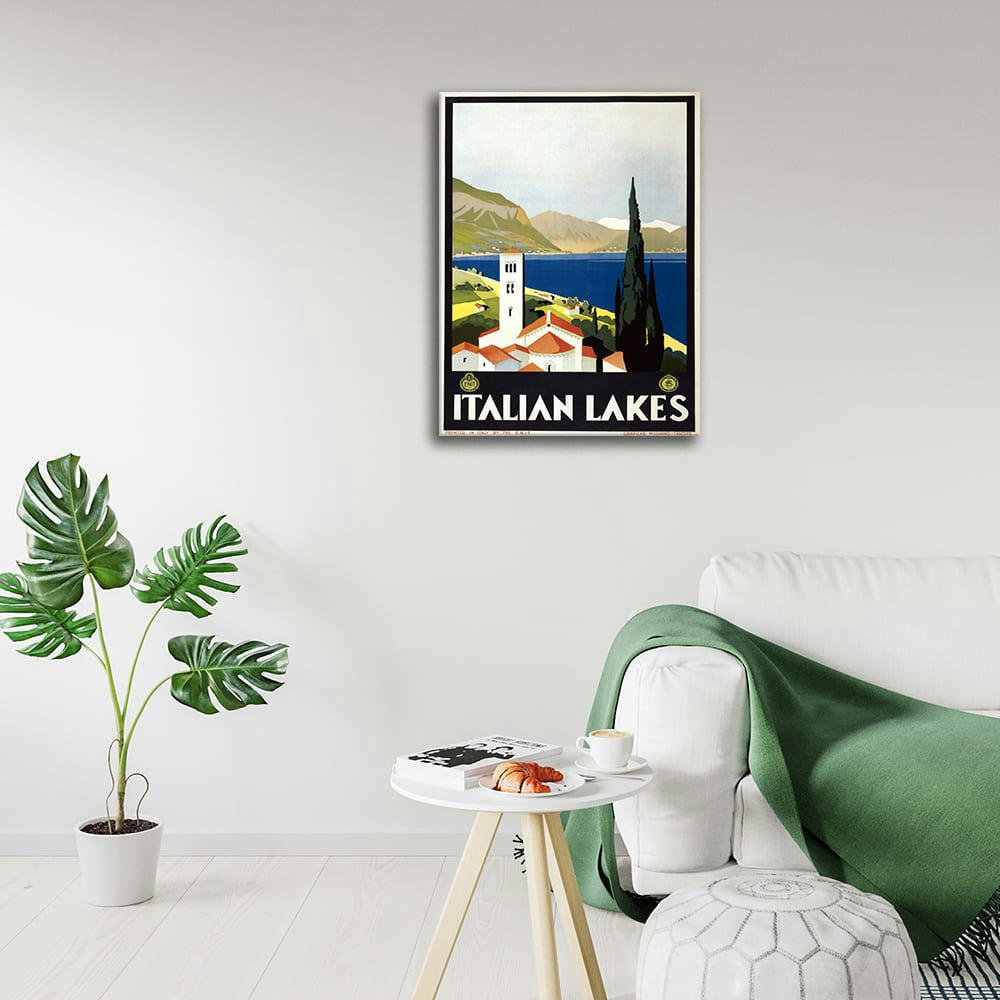- Tableau affiche touristique vintage Lacs Italiens 50x70cm