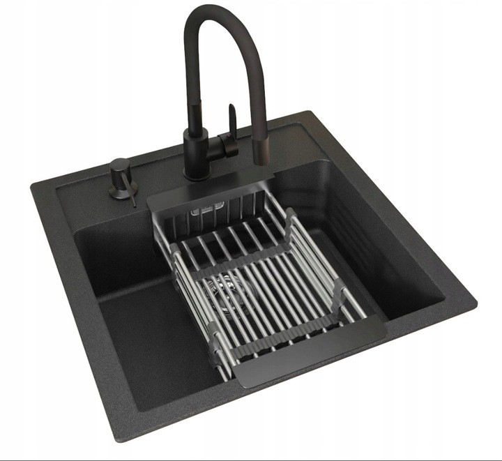 Zlew kuchenny kwarc Franke Sirius Sid 610 czarny bateria