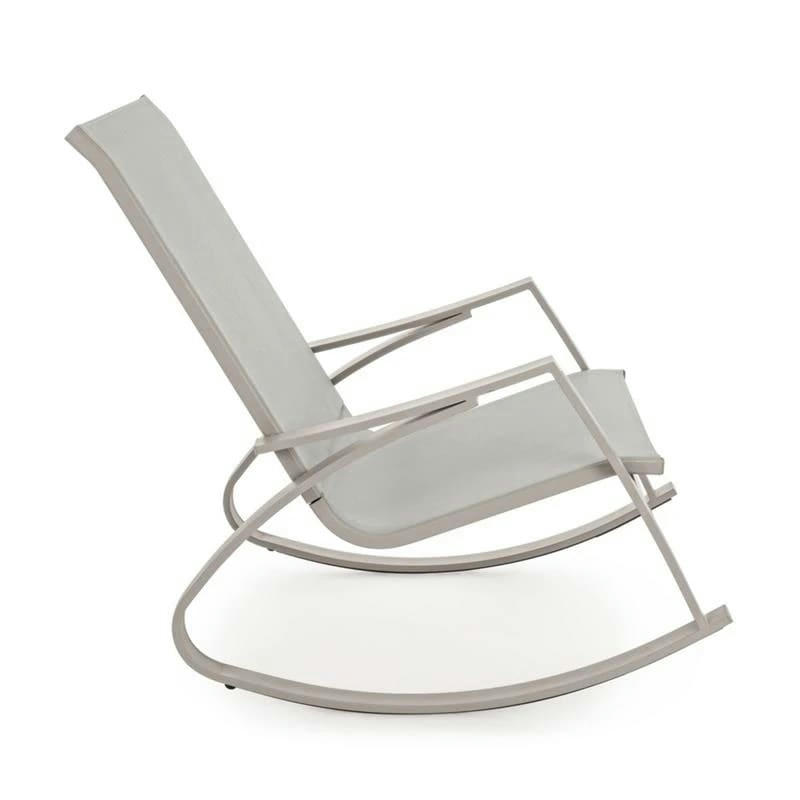 TELMA - Fauteuil de jardin à bascule en acier écru