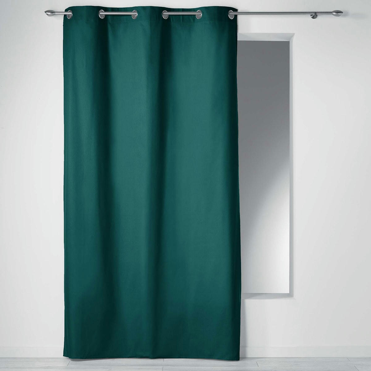 - Rideau à œillets 100 % coton panama vert emeraude 140x240 cm