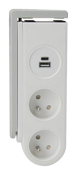Bloc multiprise Gekko 4 prises blanc - clipsable - Otio
