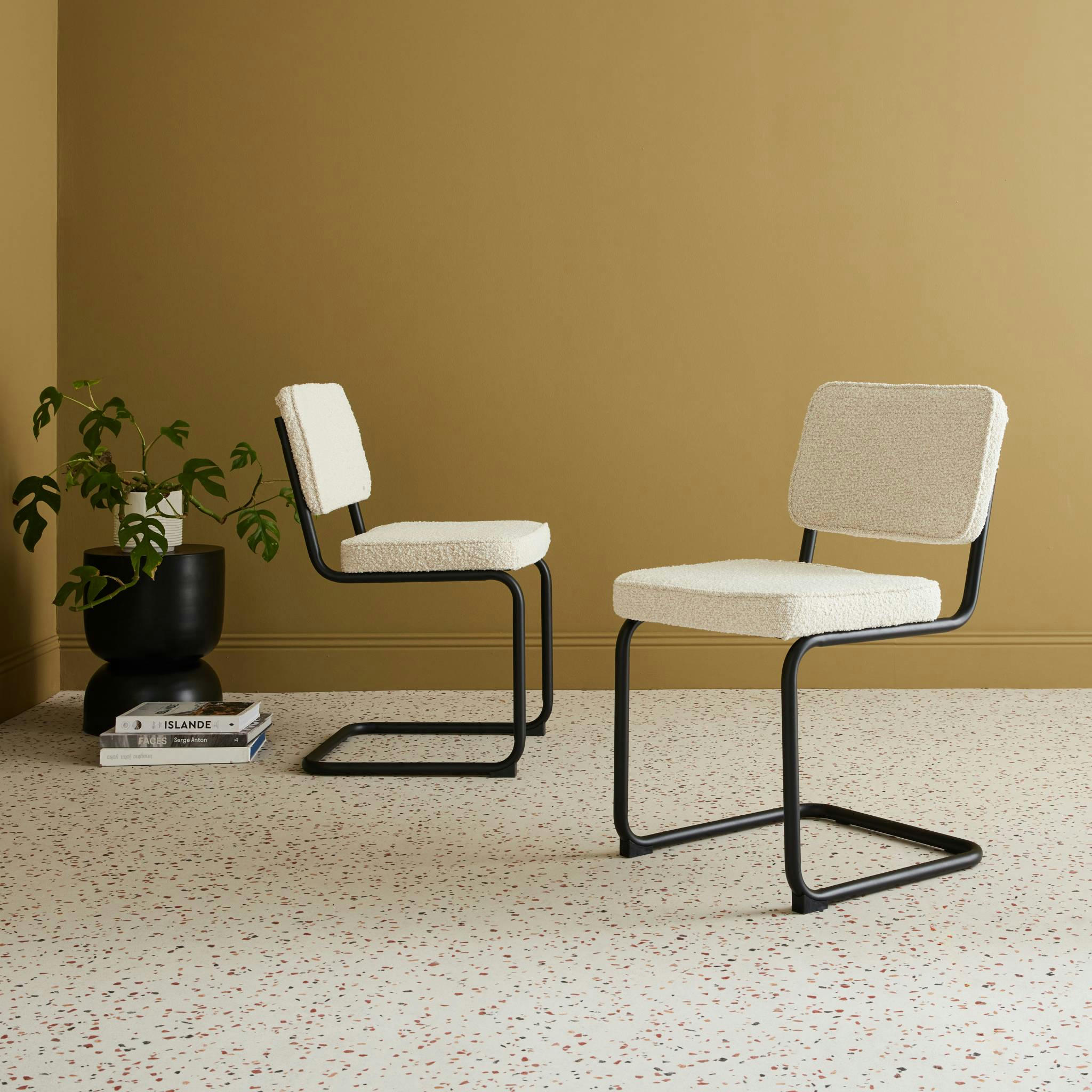 MAJA - Lot de 2 chaises cantilever tissu bouclette