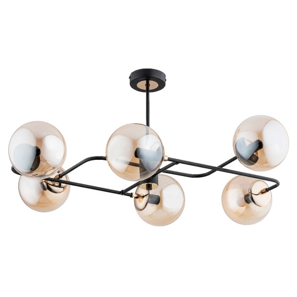 Lampa sufitowa czarno-złota-bursztynowy LENTUS 6xE14x10W Alfa