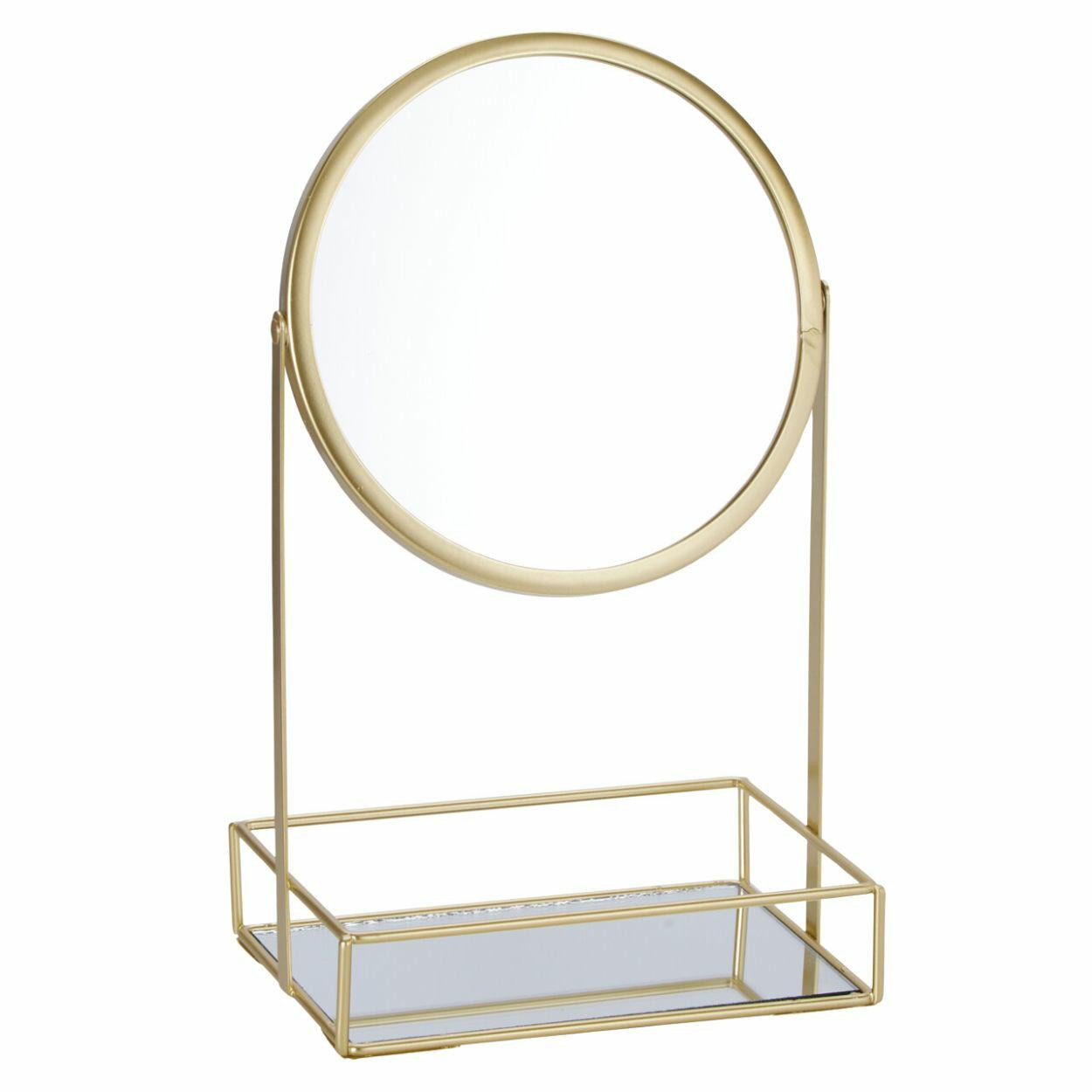 Stojak na biżuterię z lusterkiem w kolorze złota h32 cm