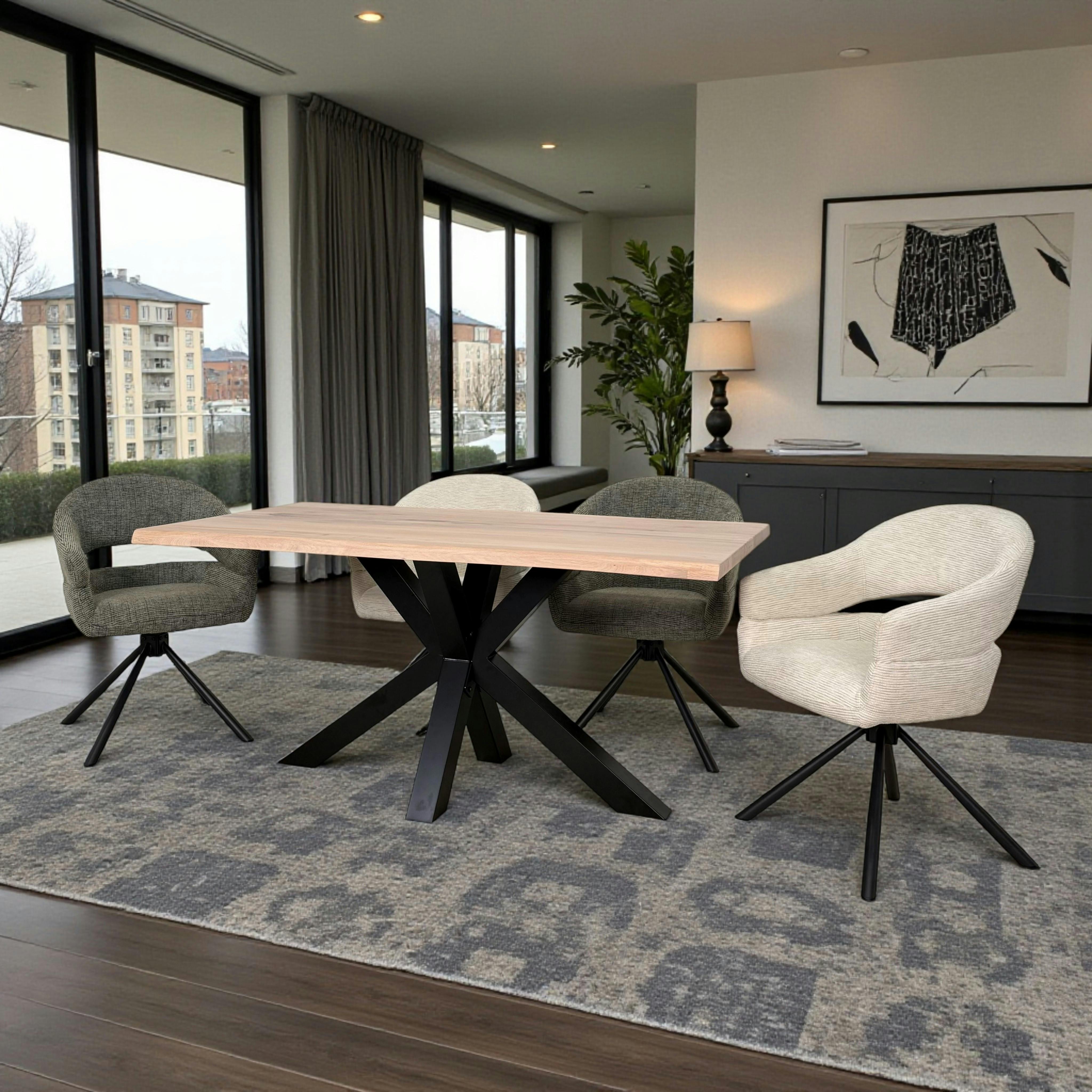 Table extensible en chêne blanc bords naturels 160 cm ETNA