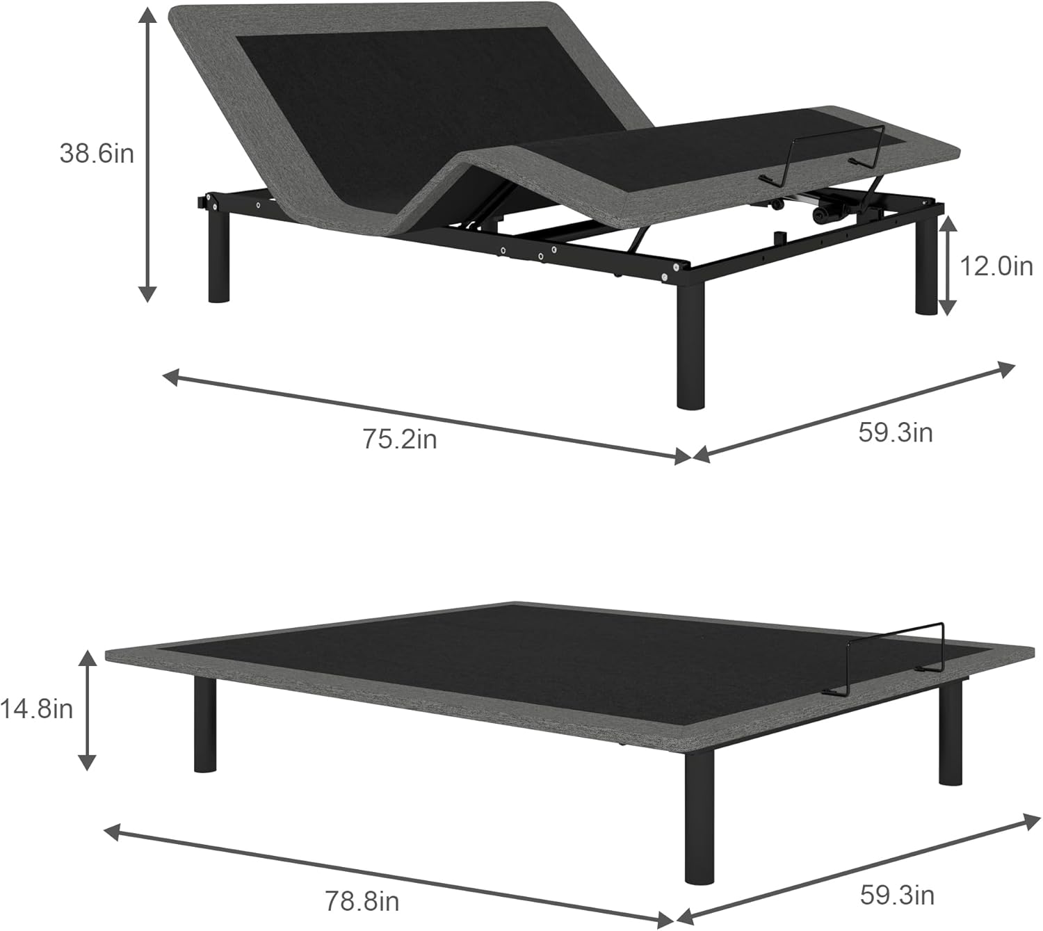 GOLDORO Queen Size Adjustable Bed Frame, Electric Bed Base, Wireless Remote Control, Whisper Quiet Durable Motor, Independent Head and Foot Incline, Fabric Covered