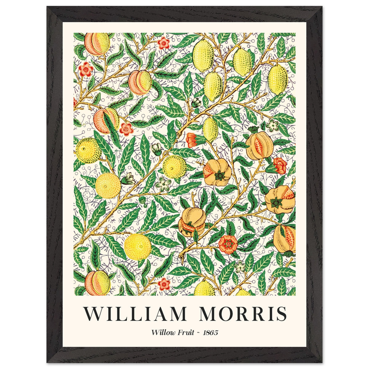 Artfulprints Poster met Lijst William Morris - Willow fruit  - 30x40 cm - Groen