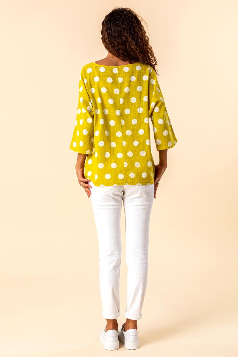 Roman 3/4 Sleeve Spot Print Tunic Top