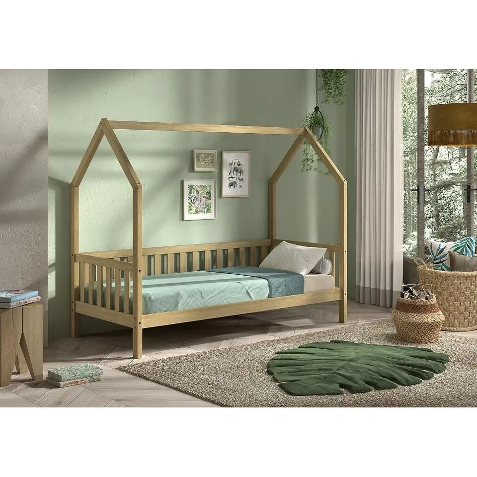 Bedhuisje Home - 90x200 cm - met hekje - massief eikenhout