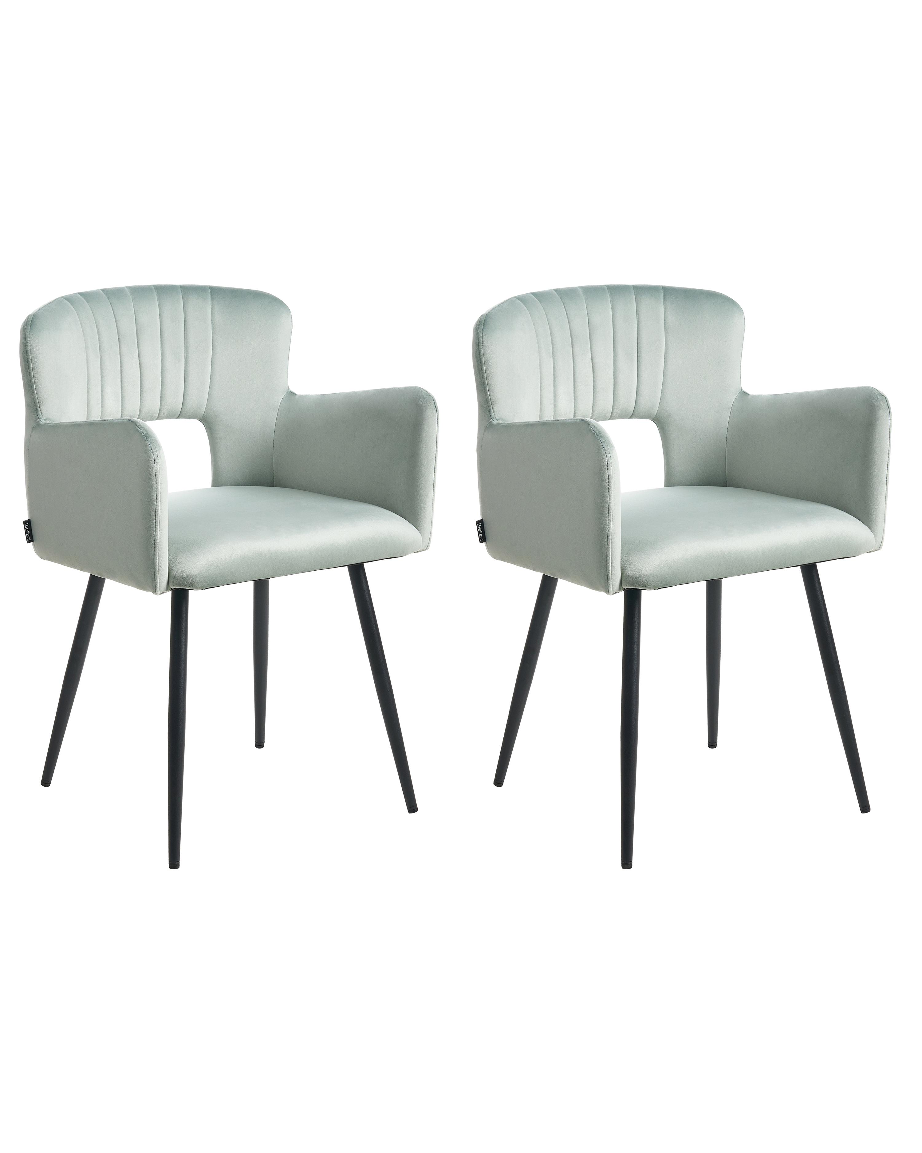Set of 2 Dining Chairs SANILAC Velvet Light Blue