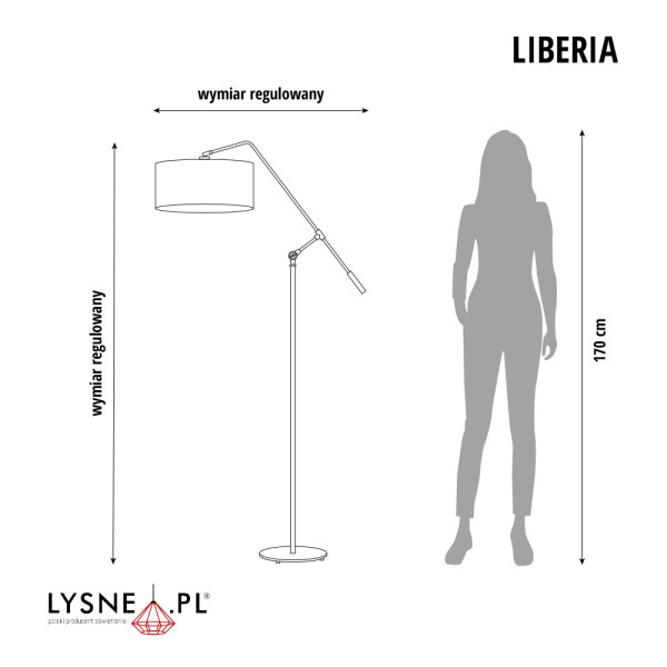 LIBERIA lampa podłogowa loft regulowana do sypialni Biały/ Czarny