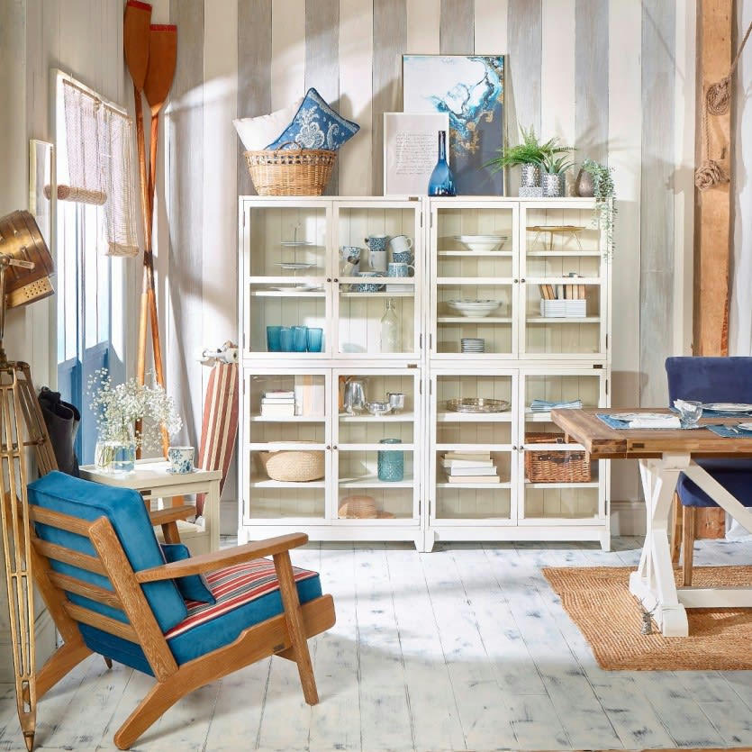 HELIO - Vitrine modulable 4 portes vitrées 4 tablettes blanche