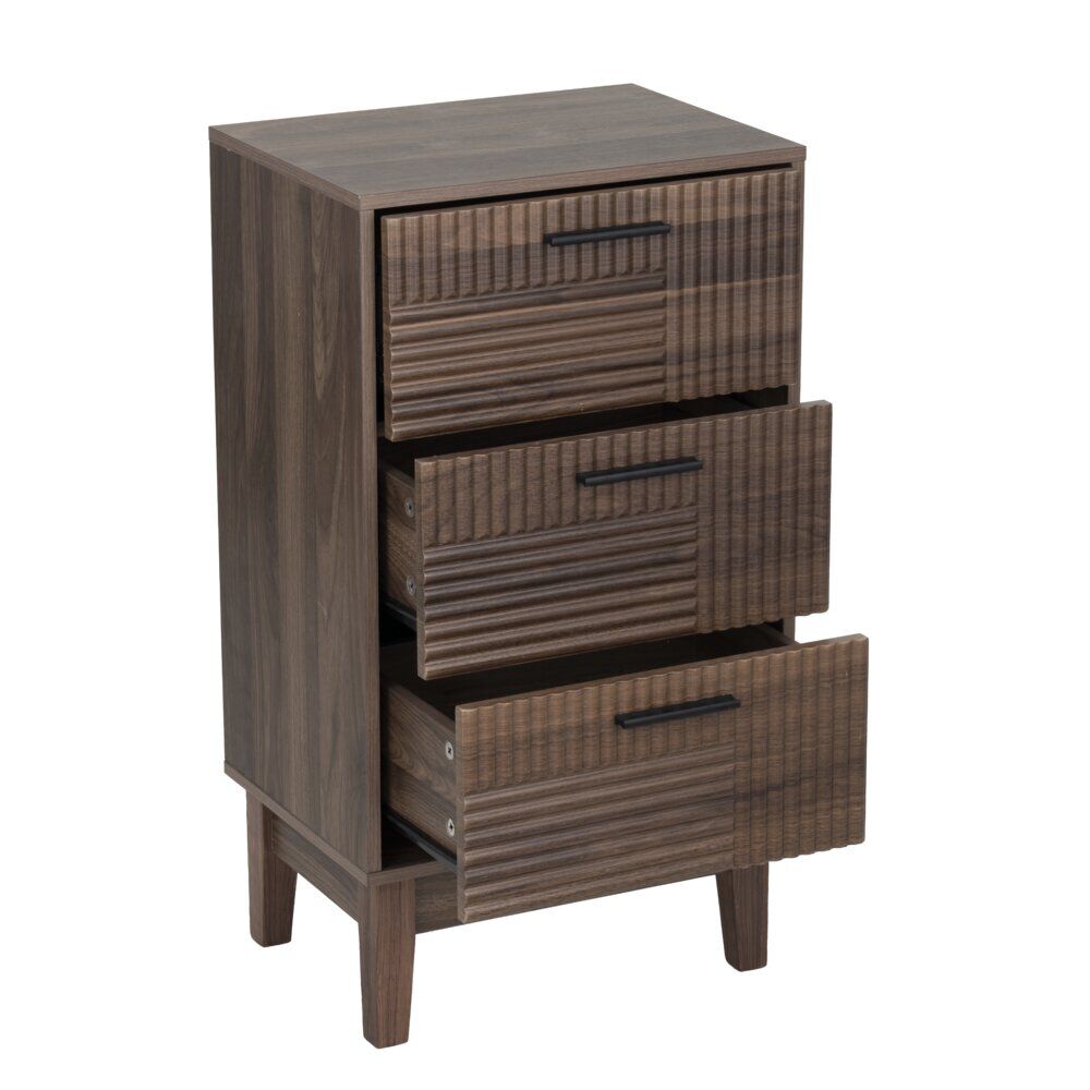 Meuble de rangement en bois Lida 3 tiroirs marron foncé 40x29,5xH72cm