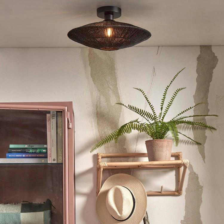 IGUAZU - Plafonnier jute  noir, h. 12cm