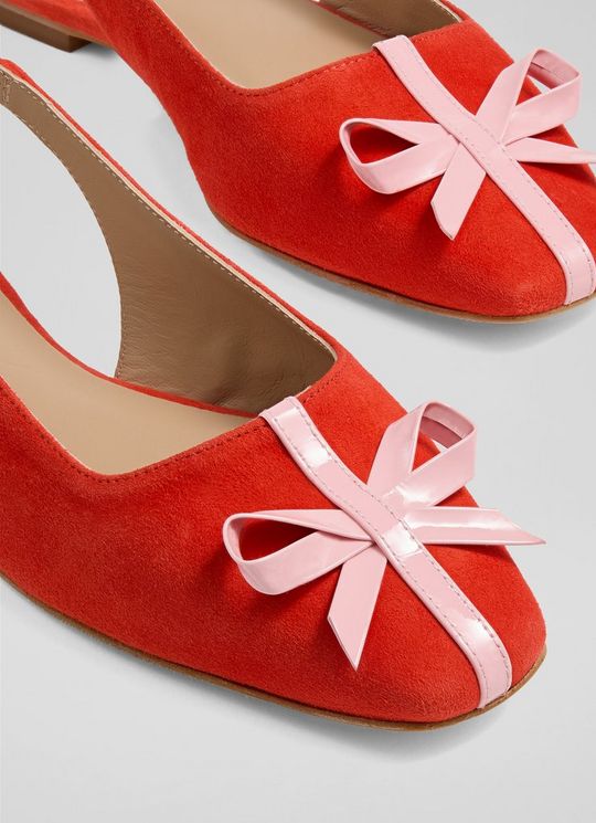 Frieda Red Suede Slingback Flats