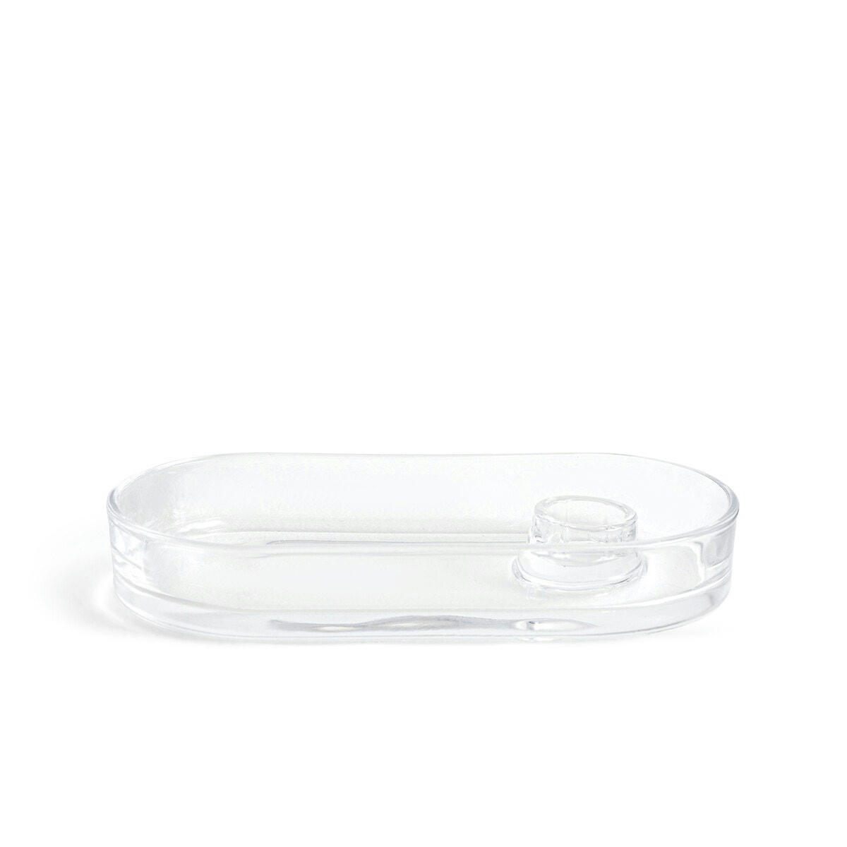 Lot de deux bougeoirs ovales en verre, Sila