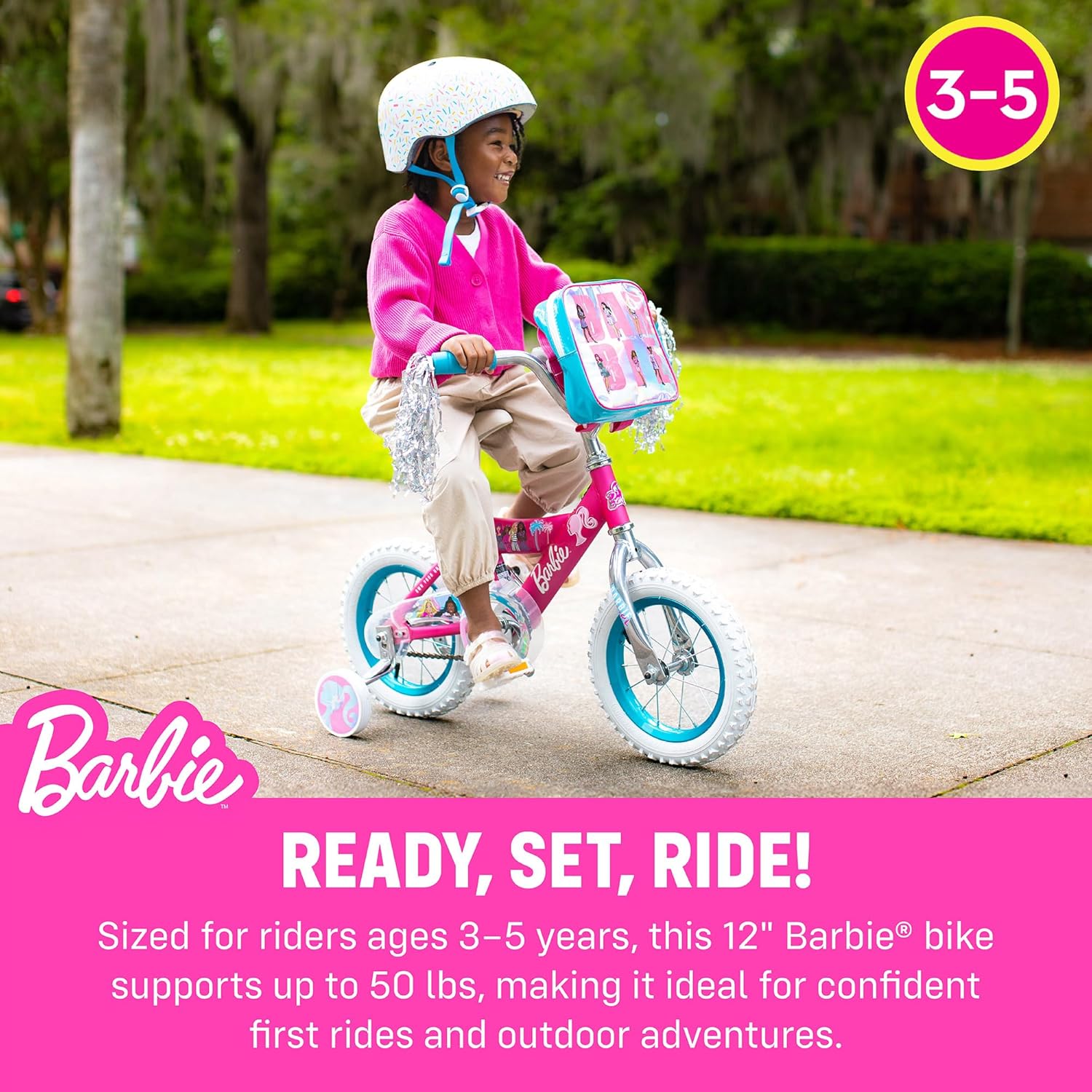 Dynacraft Barbie 16-inch Girls' Bike for Kids Ages 5-7 Years - Fun and Stylish Design, Sturdy and Durable, Perfect for Kids Learning to Ride, Easy to Assemble, Ideal for Young Riders