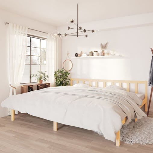NNEVL Bed Frame Solid Wood Pine 183x203 cm King Size