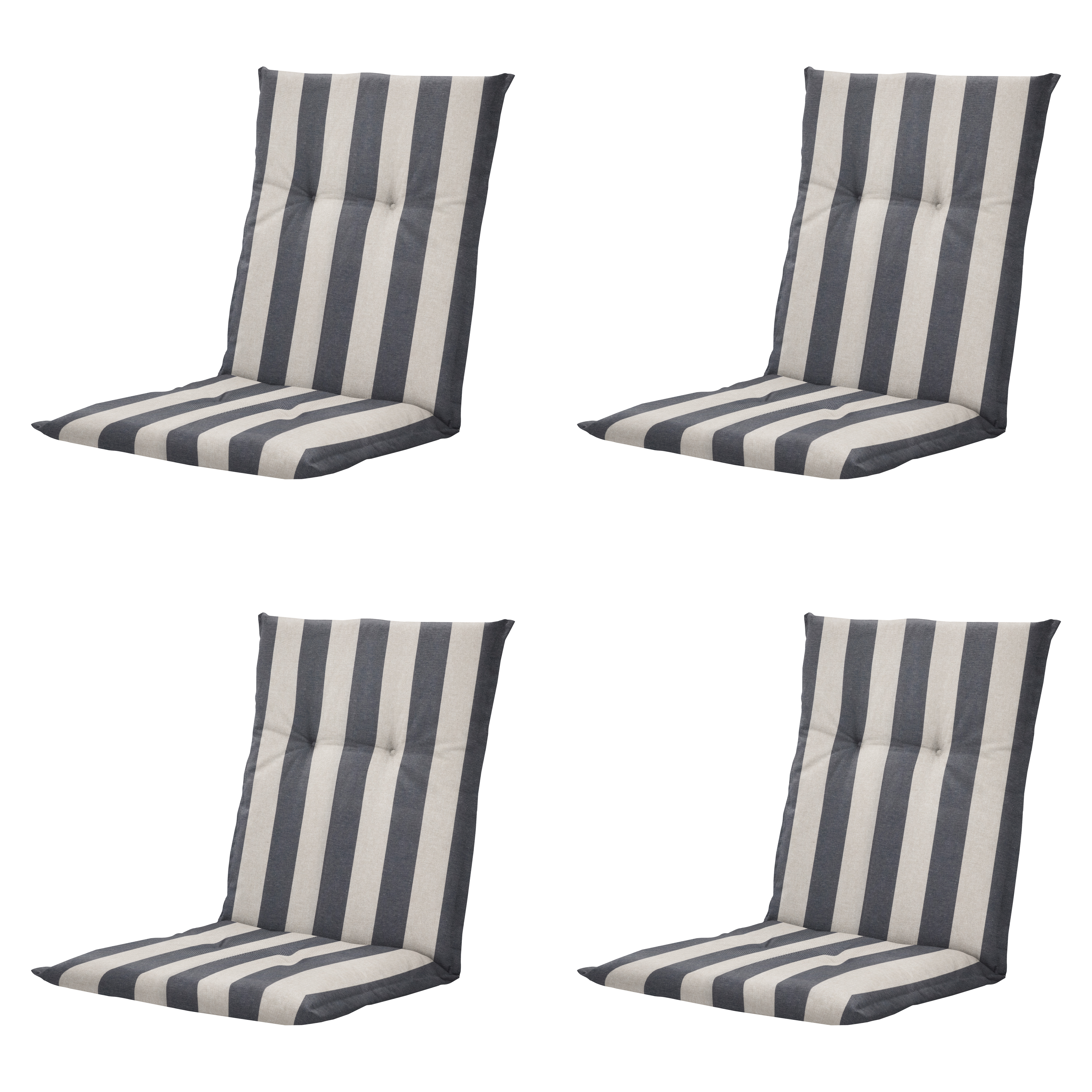 Madison tuinstoelkussen lage rug Amora - grijs - 105x50x6cm - set van 4