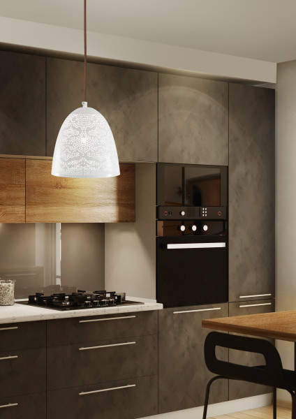 Lampa wisząca BENE 20/21 stożek 1x60w e27 ażurowy biały