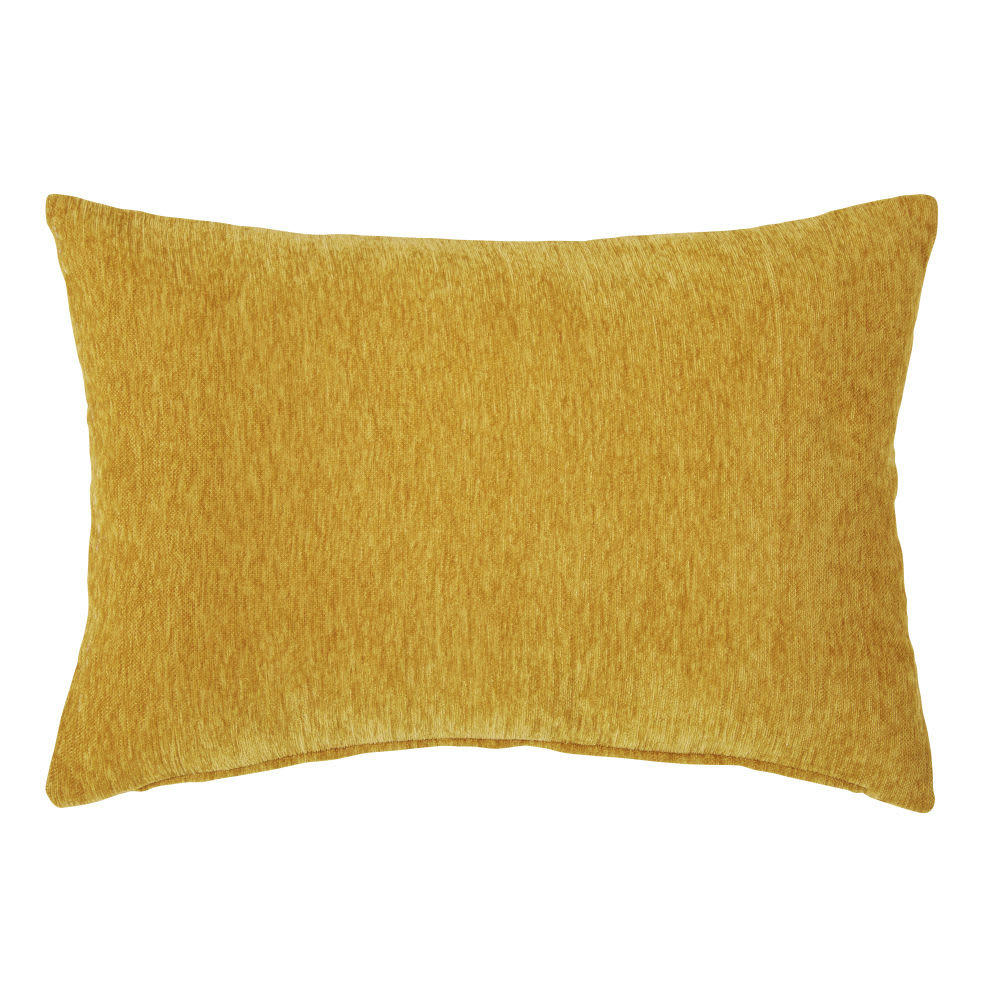 ASTON - Coussin en velours tissé jacquard motifs graphiques jaune moutarde 40x60