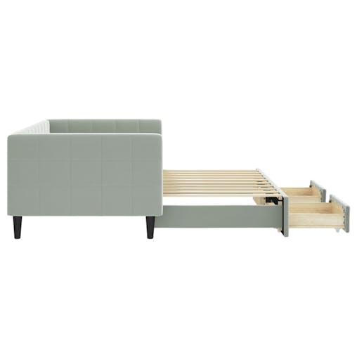 NNEVL Daybed with Trundle and Drawers Light Grey 90x190 cm Velvet