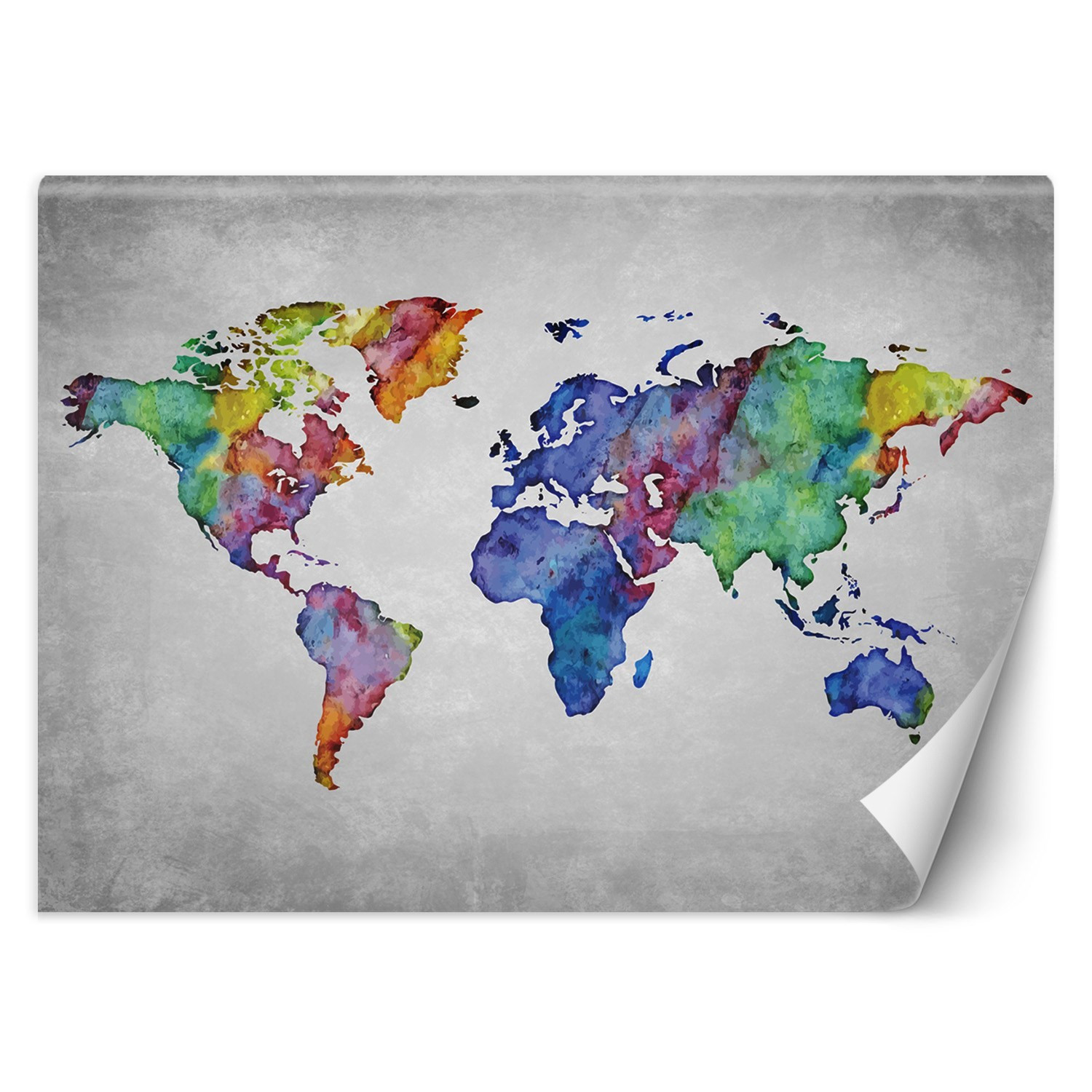 Feeby Fototapeta, Kolorowa mapa świata w akwareli 150x105