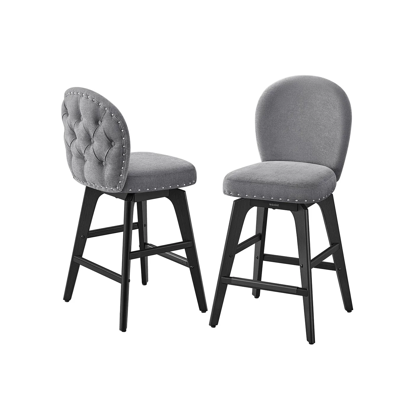 Tabourets de bar rotatifs en 2 pièces, tissu chenille