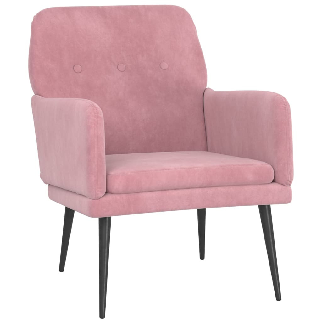 Fotel Wypoczynkowy Różowy Aksamit Tapicerowany Do Salonu Pokoju 62x79x79 cm