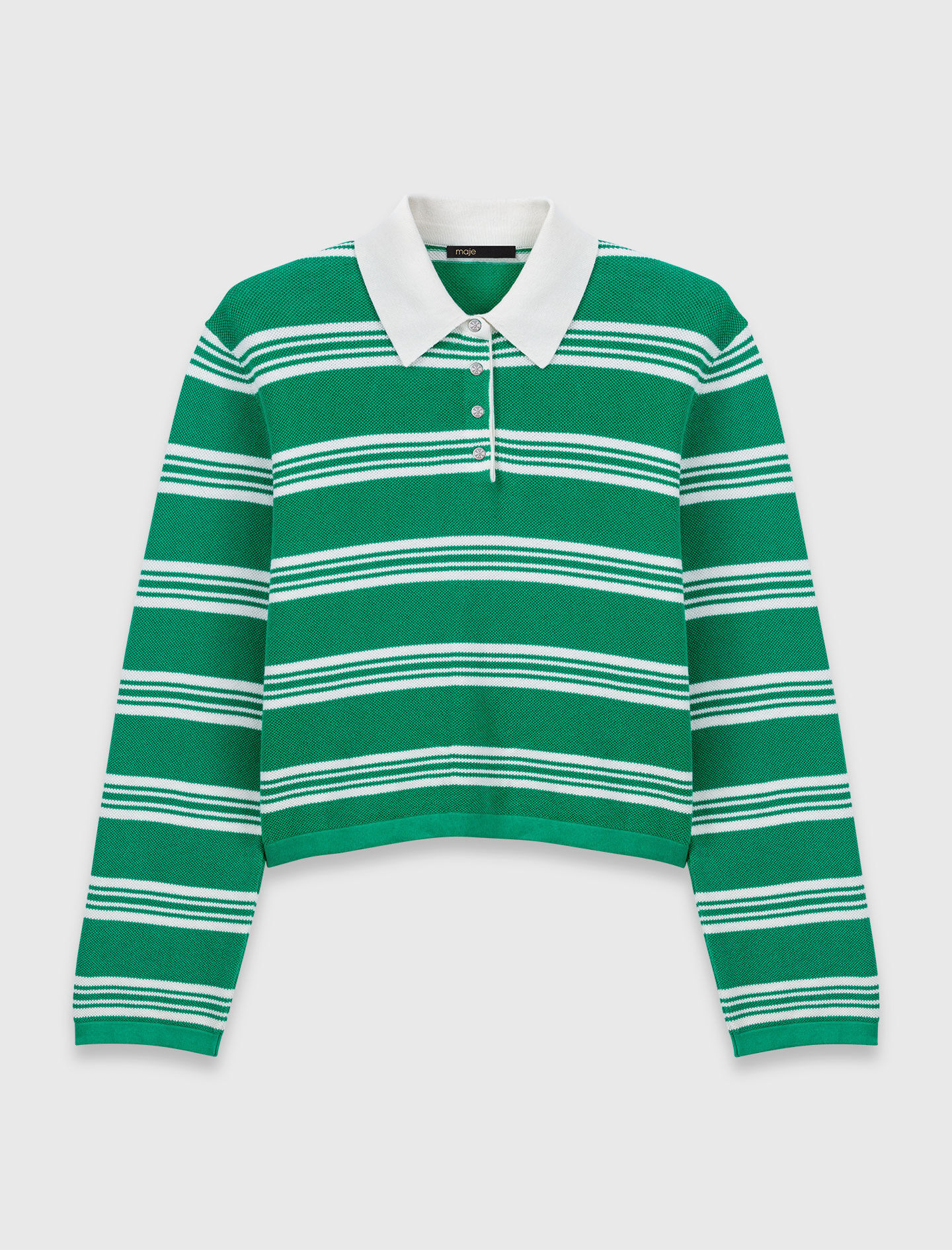 Pull court rayé avec col polo
