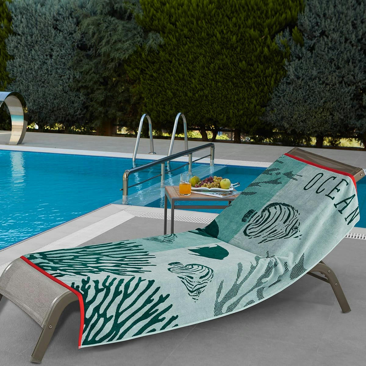 BLUE OCEAN - Serviette de plage velours 100x180 cm