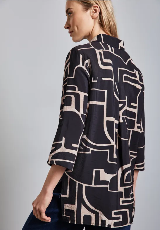 Lange Bluse mit Turn-Up