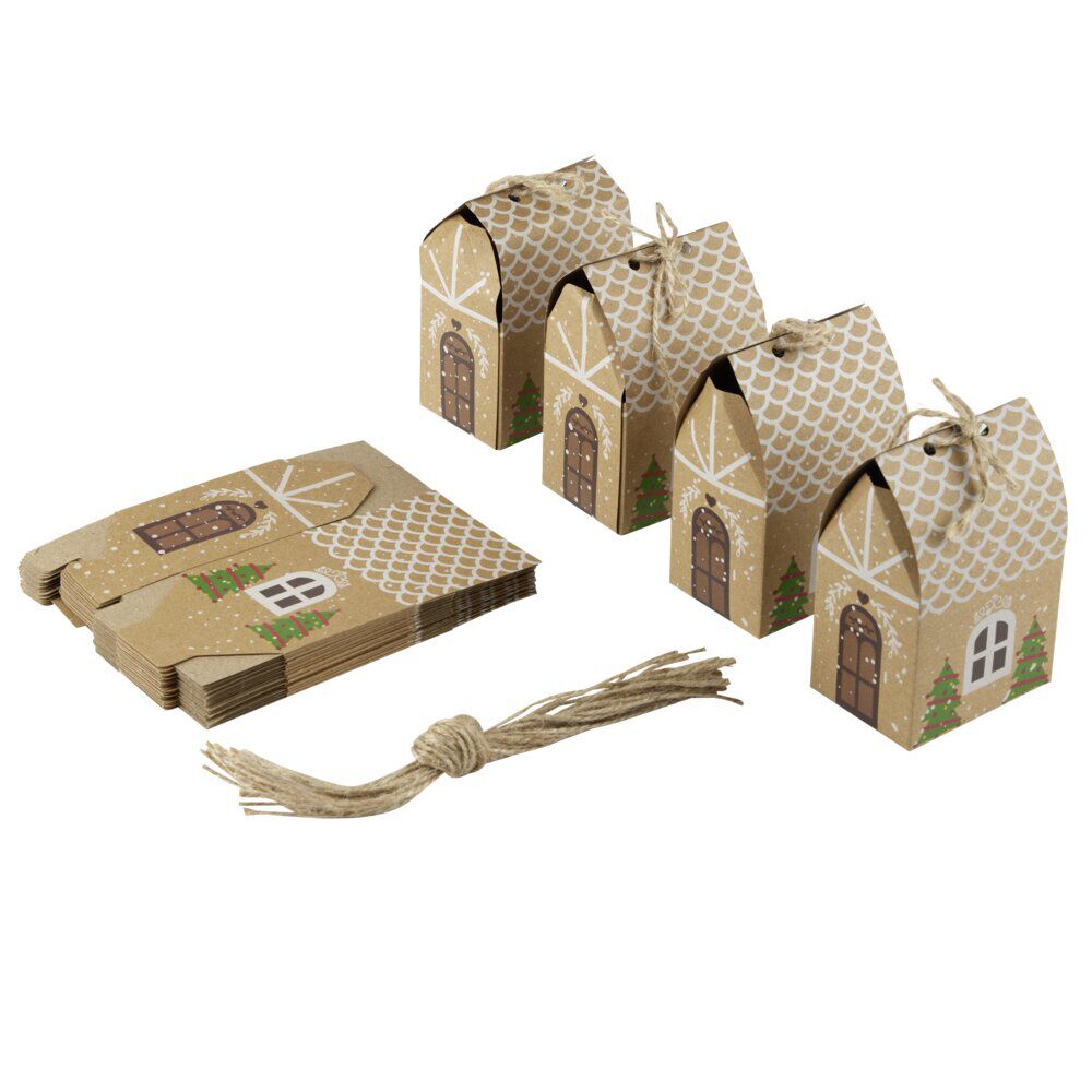 Calendrier de l'avent kit 24 mini maisons de No&euml;l en papier