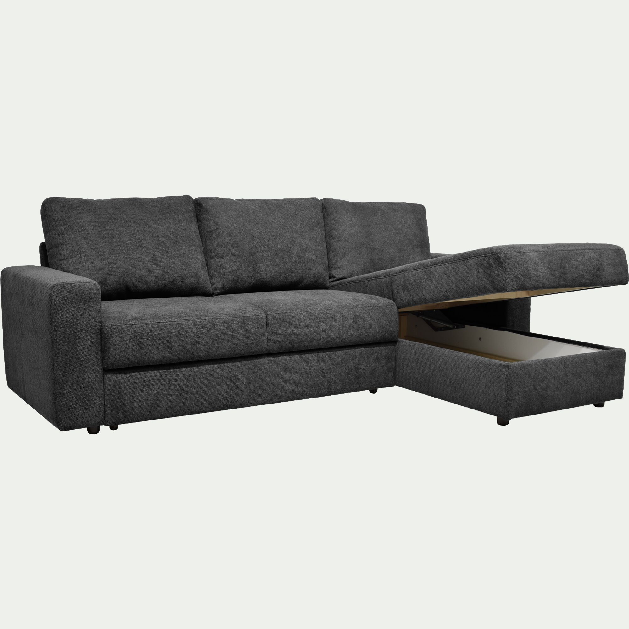 HONORE - Canapé d'angle réversible convertible en tissu tramé - gris ardoise