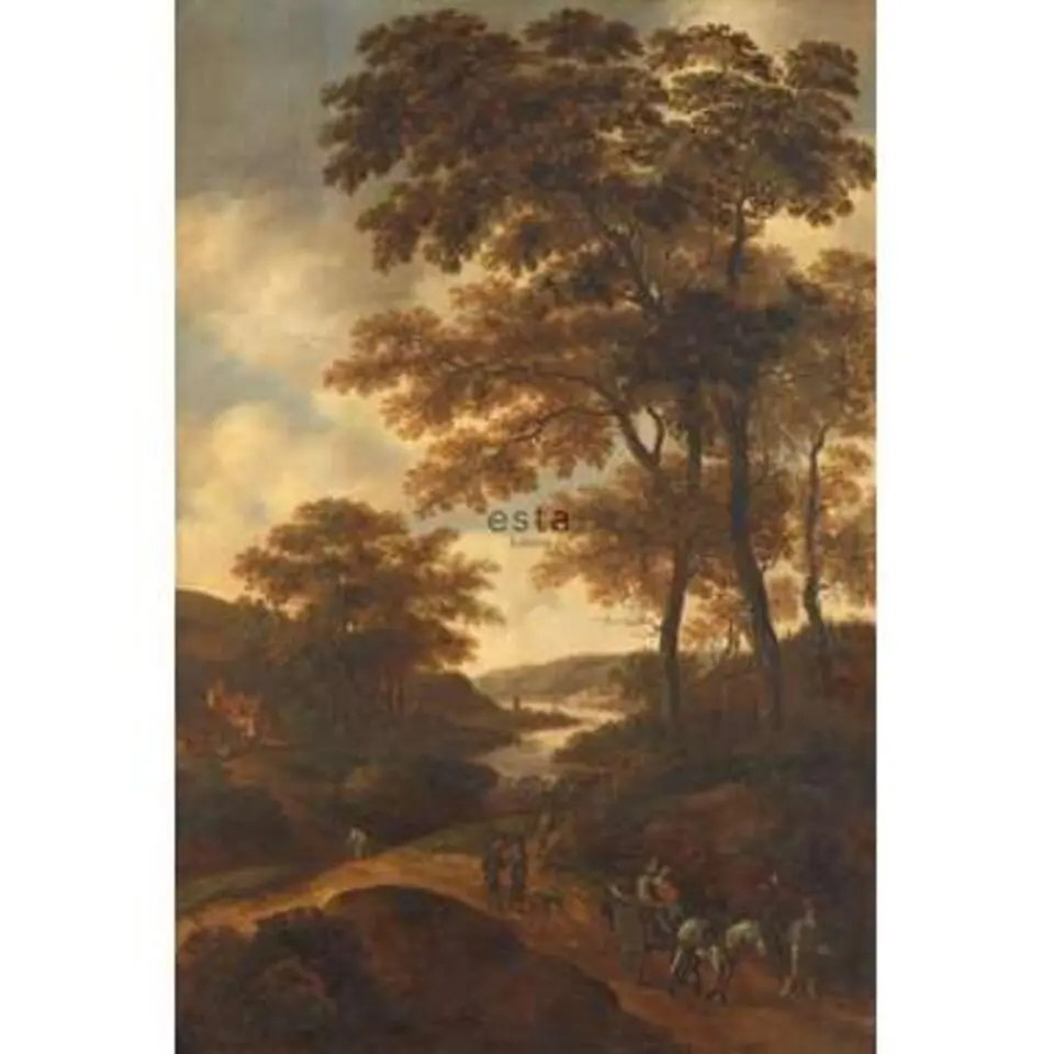 ESTAhome fotobehang - bosrijk landschap - oranje - 1.86 x 2.79 m