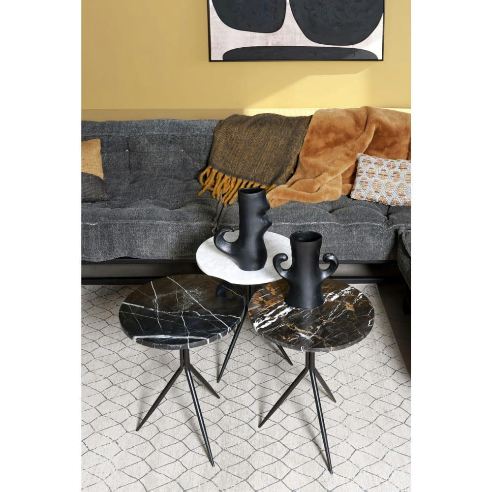 DANA - Table basse en marbre D40cm blanc