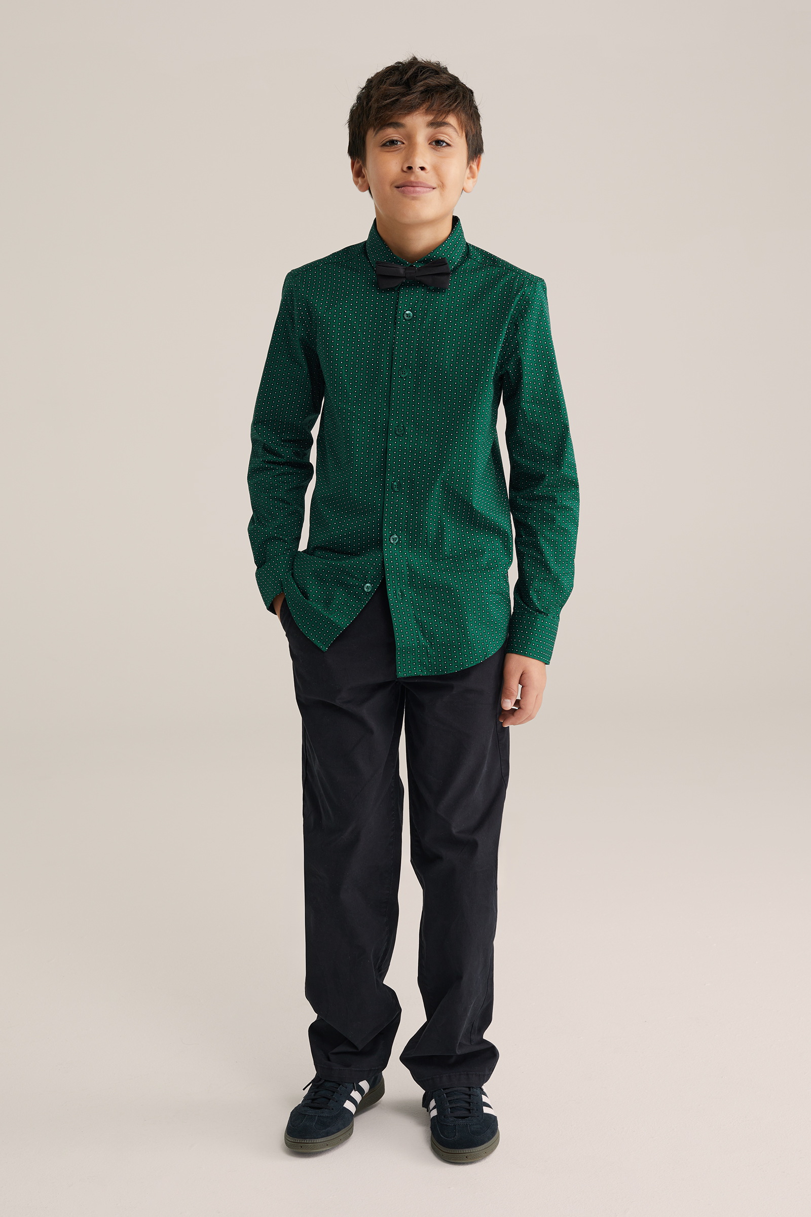 Jongens overhemd met print en afneembare vlinderdas