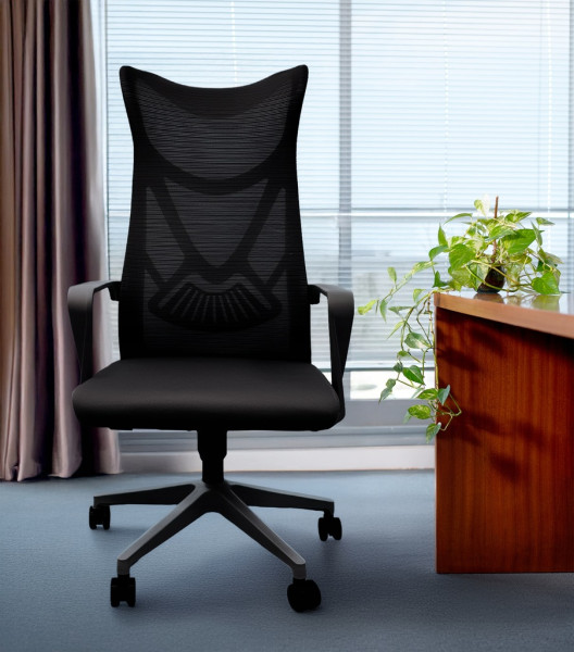 Krzesło biurowe ergonomiczne regulowane obrotowe KB113 czarne