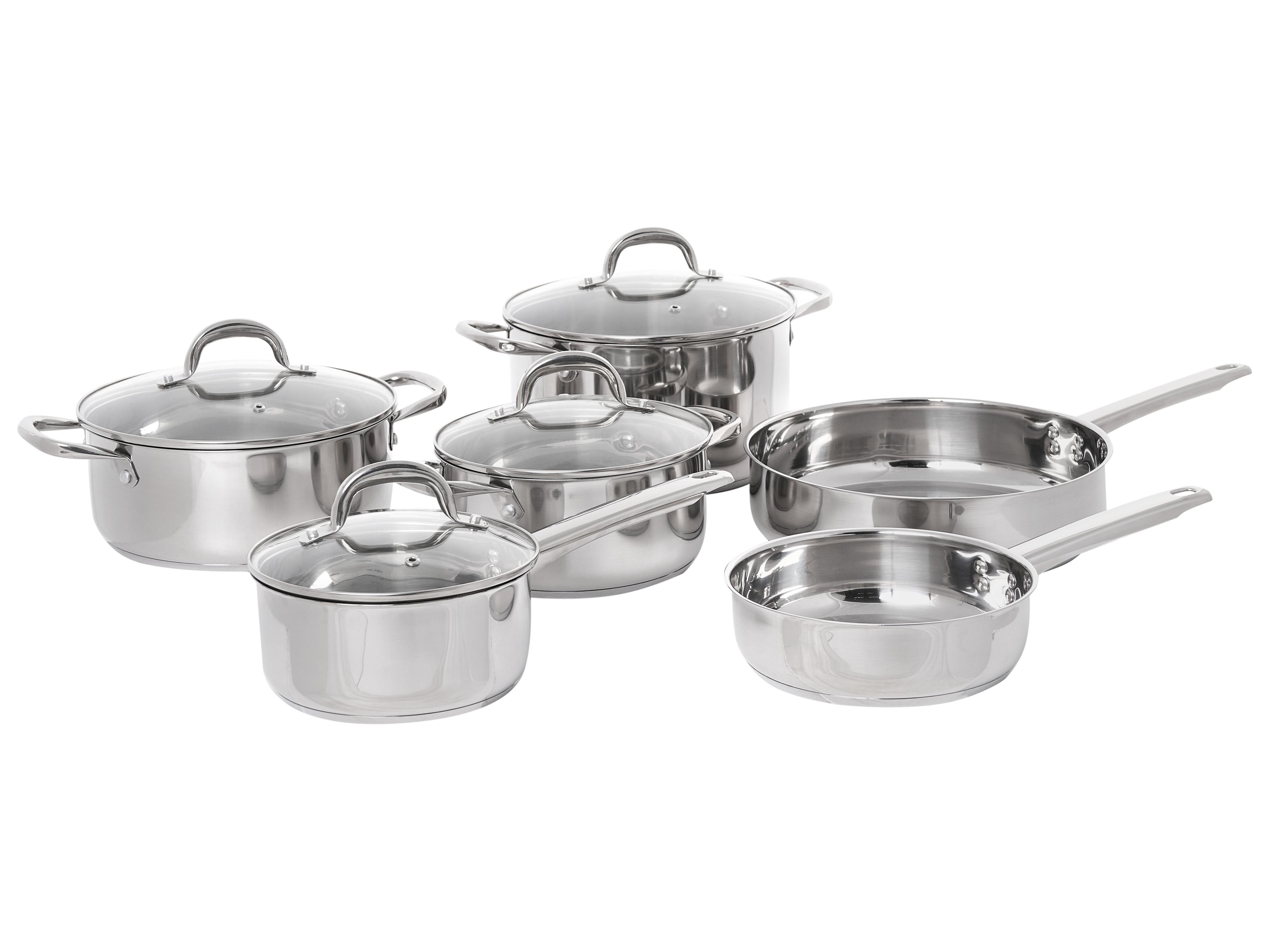 10 Piece Cookware Set PRIMECOOK Stainless Steel Silver