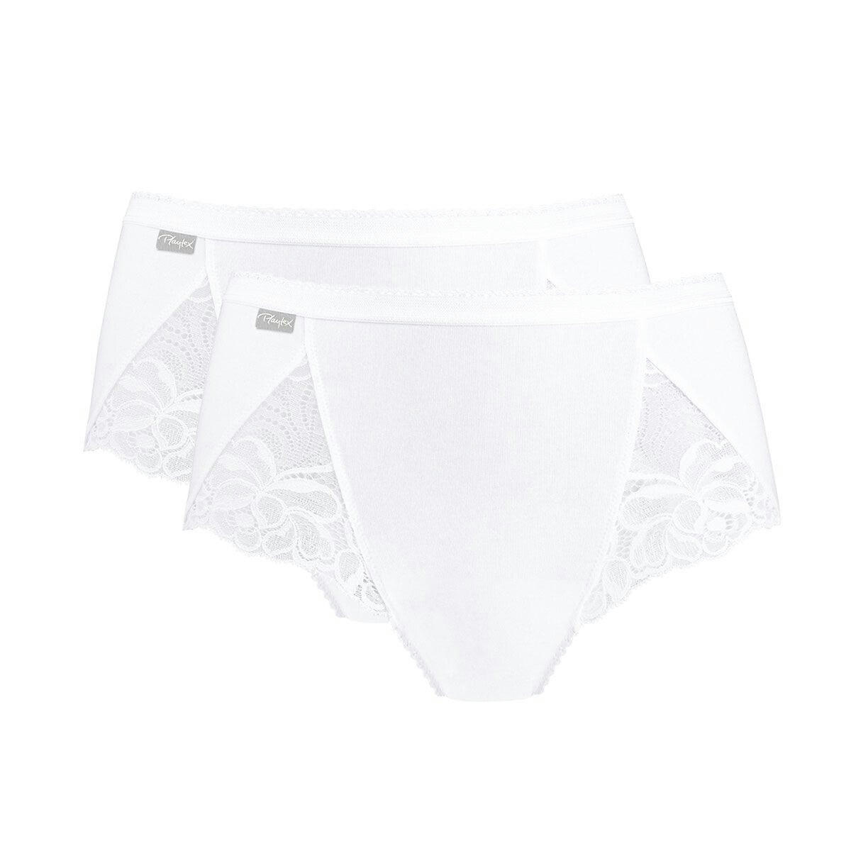 Lot de 2 slips midi en coton et dentelle
