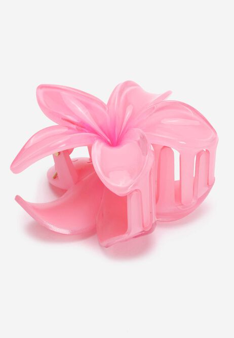 Womens Pink Tropical Flower Hair Clip