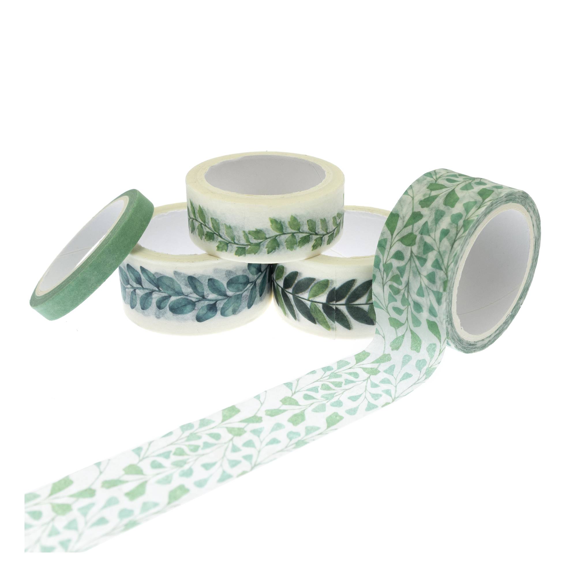 Green Foliage Washi Tape 5m 5 Pack