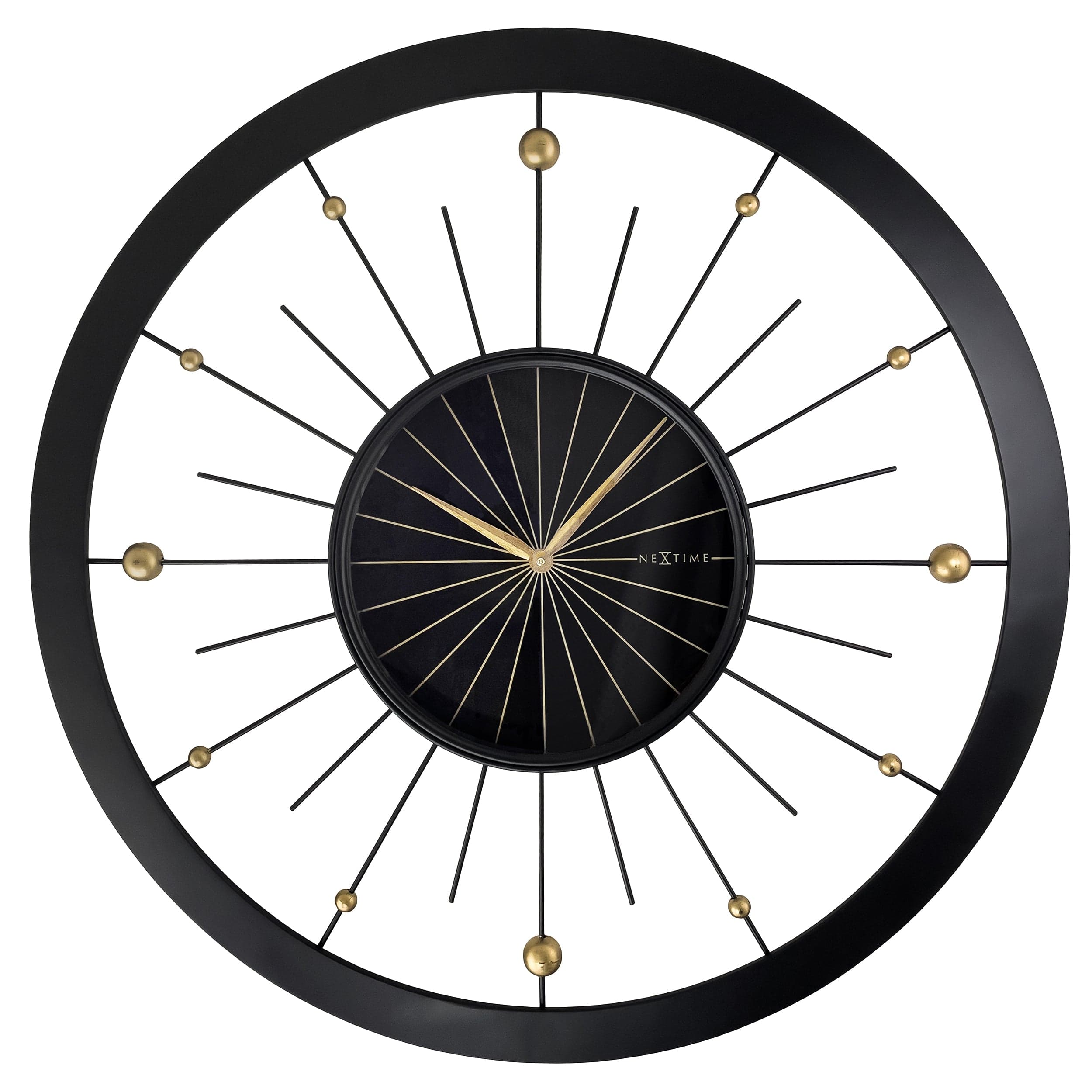 NeXtime - Wandklok 90 cm - Stille - Zwart - Metaal - NeXtime 'Orbit