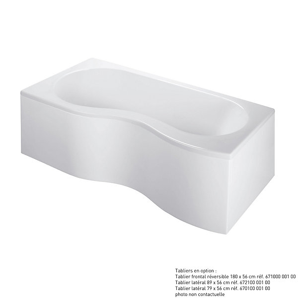 Baignoire asymétrique d'angle gauche Folk 180 x 90 cm sans tablier Valentin