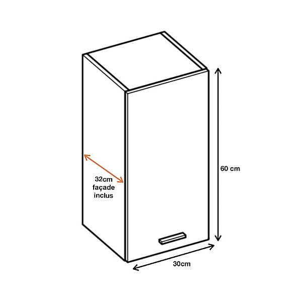 Cuisineandcie - Meuble haut de cuisine Eco Blanc 1 porte L 30 cm