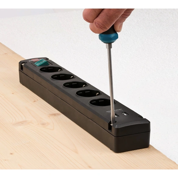 Steckdosenleiste, schwarz, 240 V, Kabellänge: 3 m