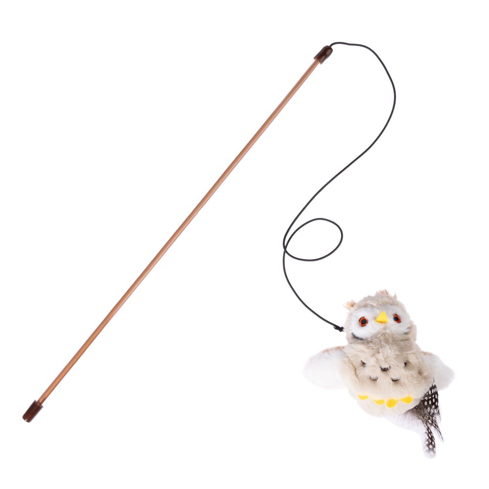 TIAKI Electronic Cat Dangler Toy Owl with Feathers