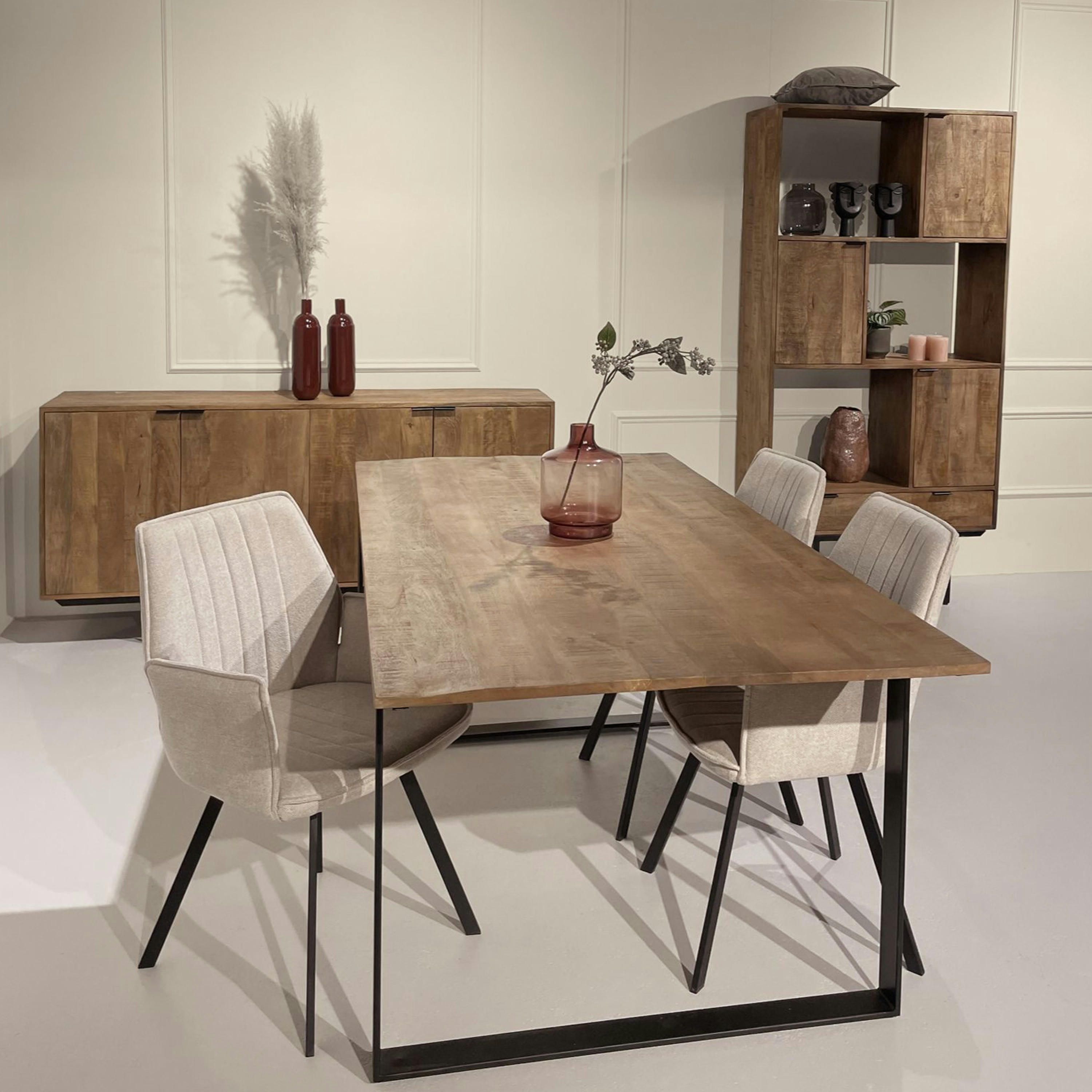 BILBAO - BILBAO-Table à manger 8/10 personnes L200, Manguier massif et métal