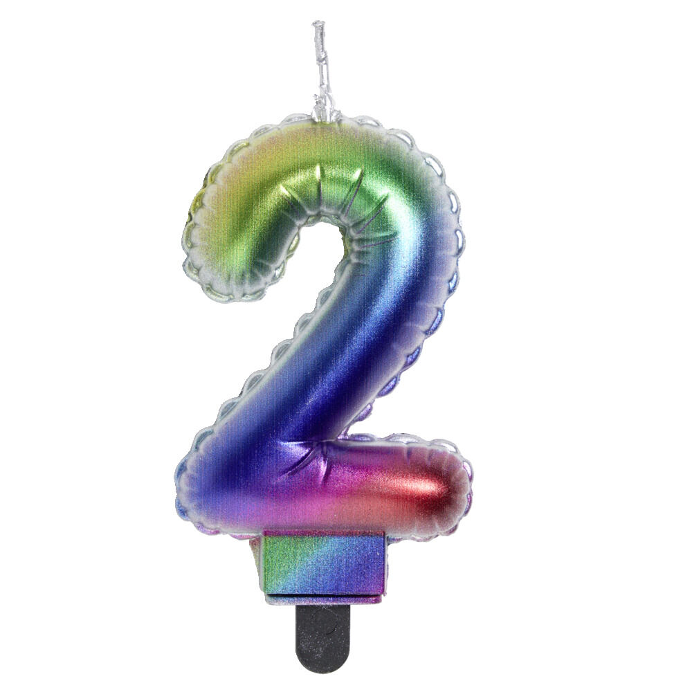 Bougie anniversaire chiffre 2 iridescent